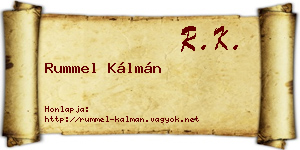 Rummel Kálmán névjegykártya